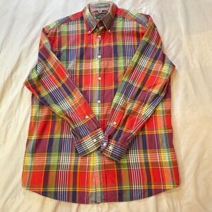 Orvis Signature Collection Multicolor Plaid Button Down Shirt‎ Mens XL